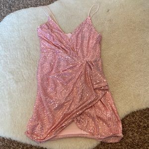 Brand new never worn Shein Double Crazy pink sequin mini dress L
